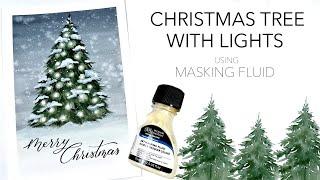 Christmas Tree With Lights Using Masking Fluid