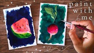  paint with me  relaxing gouache painting time-lapse