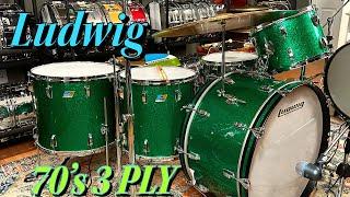 70's Ludwig Green Sparkle Drum Set, 14,16,18,26" bass drum,  John Bonham Set. Playing And....