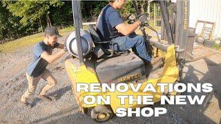 Forklift doesn't like gravel,   Interior renovations at the new shop!!!