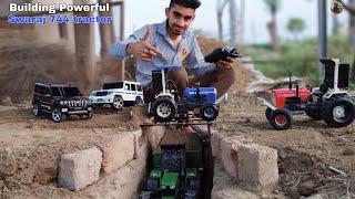 DIY mini swaraj 744 XT tractor with Pvc pipe real tractor. Powerful gearbox with DC motor.