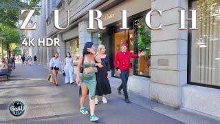 Switzerland Zurich  Bahnhofstrasse Walking tour / City Center 4K 60fps HDR