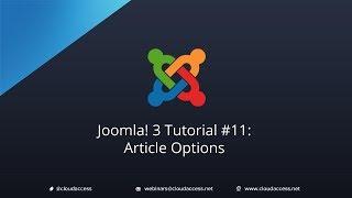 Joomla 3 Tutorial #11: Article Options