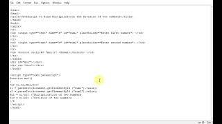 JavaScript to find Multiplication and Division of two numbers