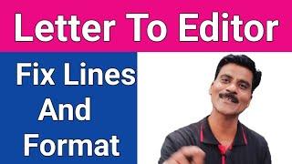 Letter to editor With fix Lines | Letter writing in English| letter format