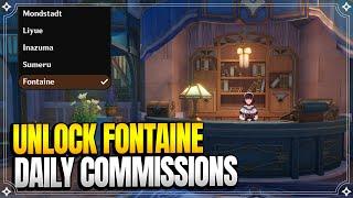 How to Unlock Daily Commissions in Fontaine | World Quests & Puzzles |【Genshin Impact】