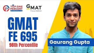 695 on GMAT, Gaurang Gupta - 98th Percentile!