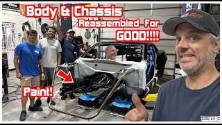 Val Morris's 6 Second Drag and Drive Camaro Chassis and Body Are Reunited!!!!