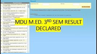 MDU M.ED. 3rd SEMESTER RESULT DECLARED 2022