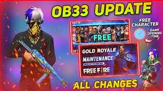 Free Fire OB33 Update All Changes | OB33 Update Free Character | OB33 Update Game Opening Time