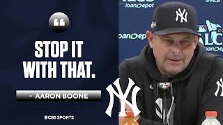 Aaron Boone MOCKS reporter for asking if the team thought they had the series in the bag