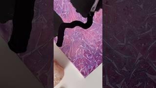 New plastic wrap technique! Making purple crackle mountains ️ #shorts #acrylicpainting