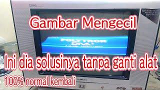 cara servis tv polytron gambar menyempit