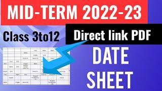 mid term date sheet kaise download Karen 2022-23 || class 3to12 _cbse/doe mid term datesheet 2022