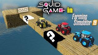 SQUID GAME with TRACTOR ! SAVE MINION !  WHICH REAL OR FAKE BALE ON PLATFORM ! Farming Simulator 19