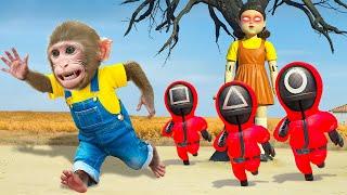 KiKi Monkey play Squid Game 2 to Escape Prison Maze challenge and Chase Adventure | KUDO ANIMAL KIKI