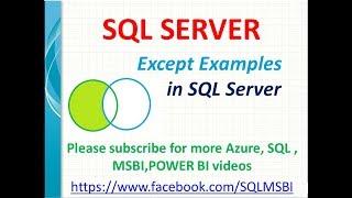 Except in SQL Server | sql except examples | sql tutorials