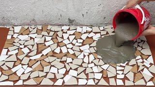 Creative Ideas From Mosaic Tile And Cement / Making Coffee Table At Home / Mosaic Tile Coffee Table.