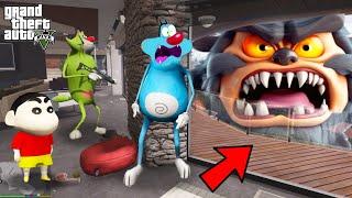 Oggy And Jack Hiding From Monsters Inside Franklin's House in Gta 5!