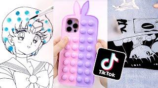 I try TIK TOK ART HACKS compilation | DIY POP IT, cricut anime jeans and more