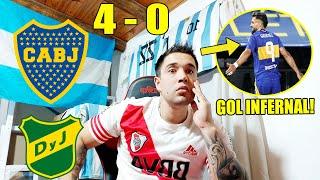 BOCA 4 vs DEFENSA Y JUSTICIA 0  Reacción de un Hincha de RIVER 