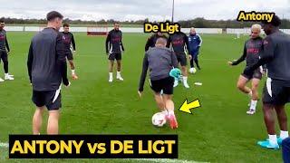 Antony TOYING De Ligt by NUTMEGGING him during final training ahead Twente | Man Utd News