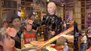 China Robot Waitress: Realistic Robot Waitress in China Becomes Famous Attracting Crowds To Hotpot