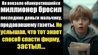 На вокзале обанкротившийся миллионер бросил последние деньги мальчику, продававшему газеты.