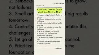 8 Important Life Lessons For The week #lifelessons #mindset #selfimprovement #motivationalquotes