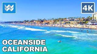 [4K] Oceanside Beach Pier in San Diego County, California USA - Walking Tour & Travel Guide  