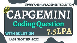 Capgemini Coding Question | Senior Analyst Role 7.5LPA | Capgemini Coding Question and Solution 2023