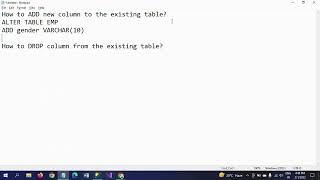 SQL SERVER||How to ADD new column and DROP Column from existing table?