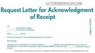Request Letter For Acknowledgment Of Receipt - Sample Letter Requesting Acknowledgement of Receipt