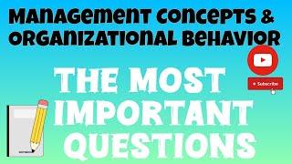 The Most Important Questions | Management Concept and Organisational Behaviour | MBA | BCom | AKTU