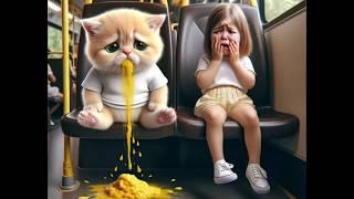 poor cute cat gets food poisoning and vomits