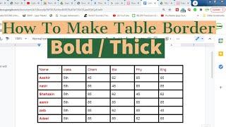 How To Make Table Border Bold In Google  Docs | Make Table Border Thicker  in Google Docs