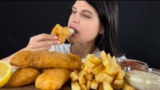 ASMeRi Eats ASMR fried fish n chips mukbang bites only