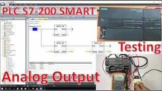 Step 7-Micro/Win smart connected to PLC S7-200 SMART for configure Analog Output EM AM03 and testing