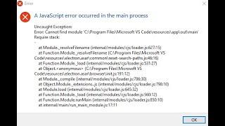 Sửa lỗi A JavaScript error occurred in the main process trên Windows 10/11