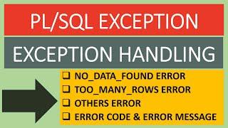 PL/SQL Exception Handling  || no_data_found || too_many_rows || Others || sqlcode || sqlerrm