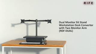 Dual Monitor Sit Stand Workstation Desk Converter | RDFDual | Rife Technologies