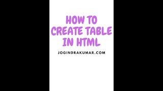 HOW TO CREATE TABLE IN HTML #html #css #shorts #table