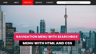 Simple Navigation Bar with Search Box | How to create a navigation Menu with a Search box
