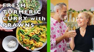 Gillian Anderson & Yotam Ottolenghi Cook Fresh Turmeric & Prawn Curry | Comfort Icons