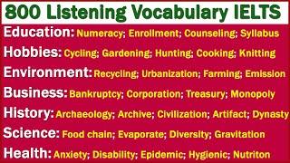 800 Repeated and Most Commonly Used Listening Vocabulary for IELTS