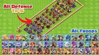 All Defense Town hall 16 Vs All Troops Level Max - Clash Of Clans Town hall 16