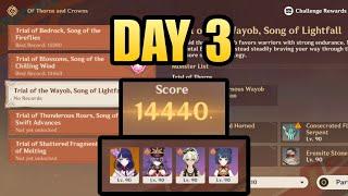 Of thorns and crowns day 3 Trial of the wayob song of lightfall | Genshin Impact