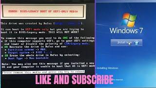HOW TO FIX ERROR BIOS LEGACY BOOT OF UEFI ONLY MEDIA, # BIOS ERROR, INSTALLATION PROBLEM