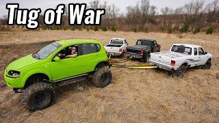 Tug of War Against 3 Ford Rangers