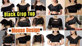 Beautiful Black Crop Top Blouse Designs 2024 |⬛Black Crop Top Lehenga Blouse Design\Crop Top Blouse